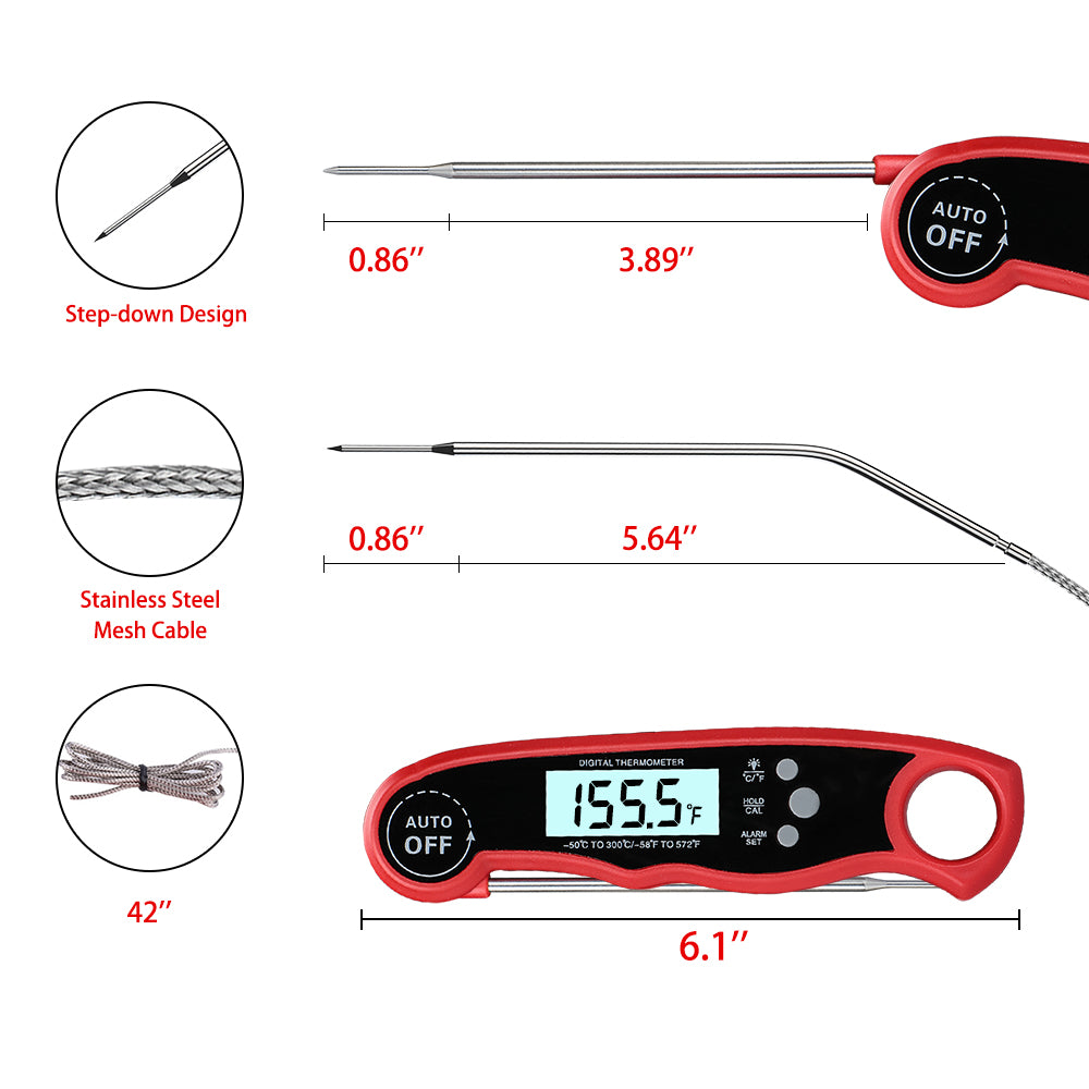 SONSENES Rechargeable Thermometer for Cooking, Kitchen,Cooking,Sugar,  Baking, Milk, Tea, Food Thermometer Digital，Hot Liquid Thermometer, Chef